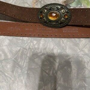 Silver Bullet Genuine Leather Made In Canada Belt Gorgeous Faux Gemstones